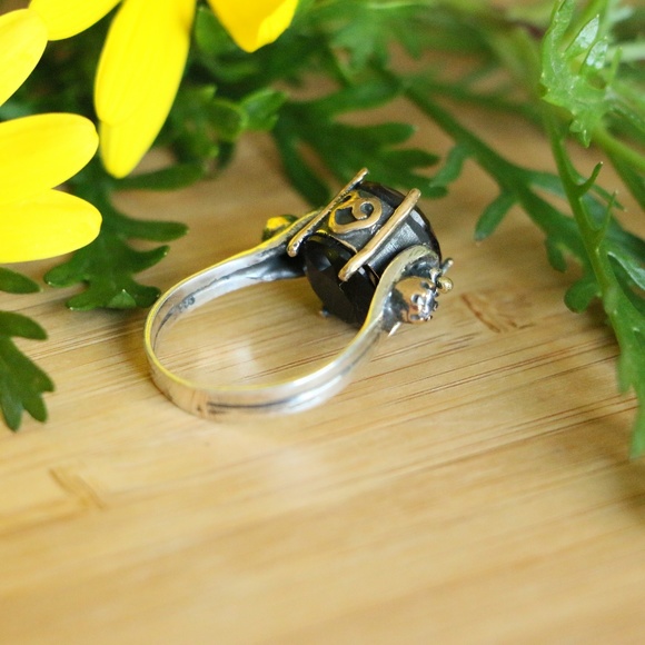 Sterling Silver Jade Stones Revers Style Rings - Picture 3 of 6